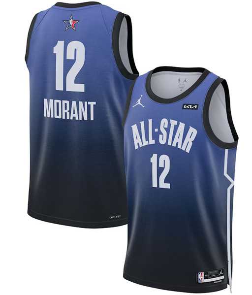 Men's 2023 All-Star #12 Ja Morant Blue Game Swingman Stitched Basketball Jersey Dzhi